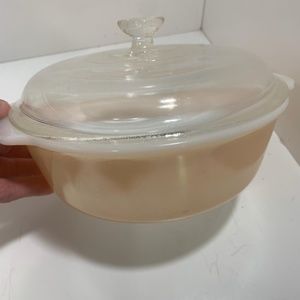 Vintage Fire King Lusterware Casserole Dish 1 1/2 qt with cover